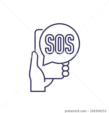 SOS message in a phone line icon SOS message in a phone line icon 108300253
