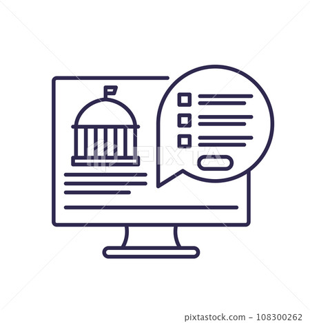 Electronic government line icon on white 108300262