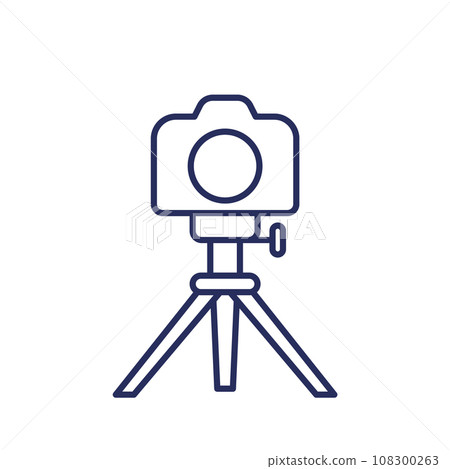 Camera on tripod line icon 108300263
