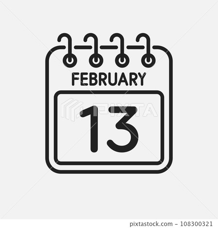 Icon page calendar day - 13 February 108300321