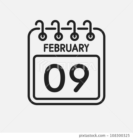 Icon page calendar day - 9 February 108300325