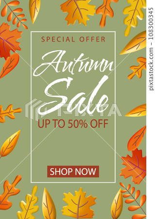 Autumn, Fall Sale poster 3d background 108300345