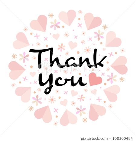 Vector image of a thank you message surrounded by hearts - thank you Vector image of a thank you message surrounded by hearts - thank you 108300494