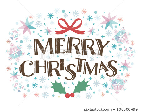 Vector image of Happy Christmas message in Christmas wreath style - merry christmas Vector image of Happy Christmas message in Christmas wreath style - merry christmas 108300499