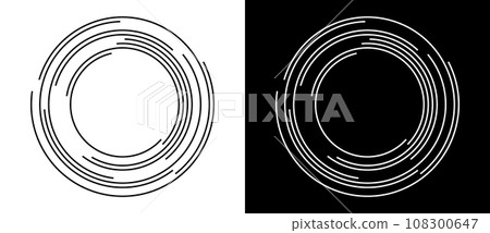 Abstract background with lines in circle. Art design spiral as logo or icon. A black figure on a white background and an equally white figure on the black side. 108300647