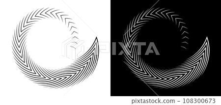 Abstract background with arrows in circle. Art design spiral as logo or icon. A black figure on a white background and an equally white figure on the black side. 108300673