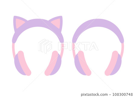 Illustration set of cute cat ear headphones 108300748