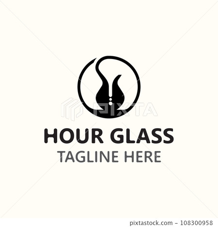 Hourglass logo ancient vintage style object design template flat vector Hourglass logo ancient vintage style object design template flat vector 108300958