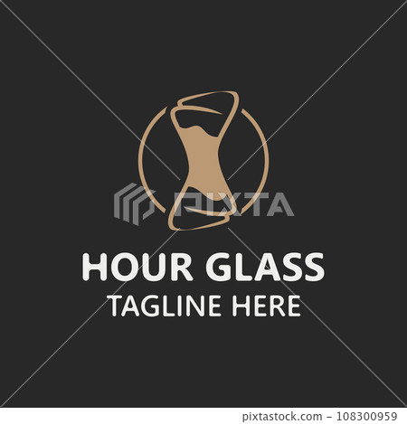 Hourglass logo ancient vintage style object design template flat vector 108300959