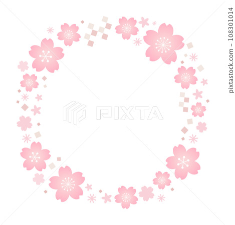 Spring-like cherry blossom flower pink Japanese style frame vector material 108301014