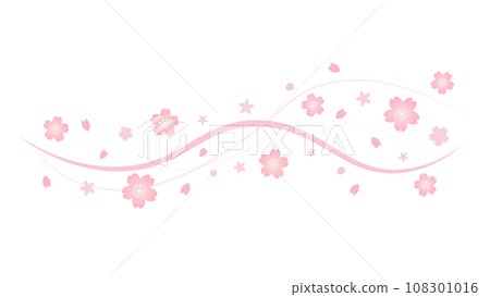 Pink vector background image of flowing waves of cherry blossoms 108301016