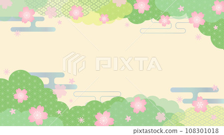 春天般的櫻花色彩繽紛的日式框架向量素材 108301018