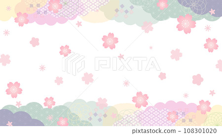 春天般的櫻花色彩繽紛的日式框架向量素材 108301020