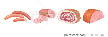 Meat Product and Fresh Goods from Butchery Vector Set Meat Product and Fresh Goods from Butchery Vector Set 108301385