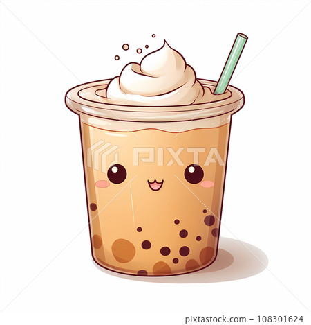 卡通奶茶插画 108301624
