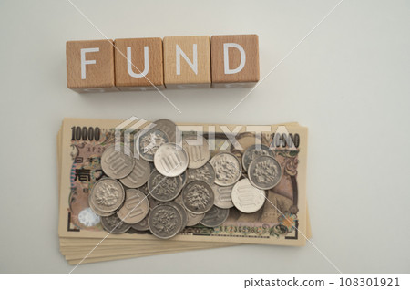 Alphabet letters FUND made from building blocks 108301921
