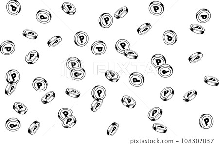 Point coins with a P mark falling apart 108302037