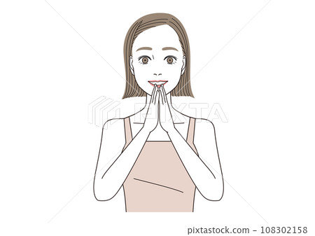 雙手合十看起來很幸福的女人 108302158