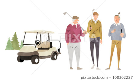 Vector illustration material: Men playing golf 108302227