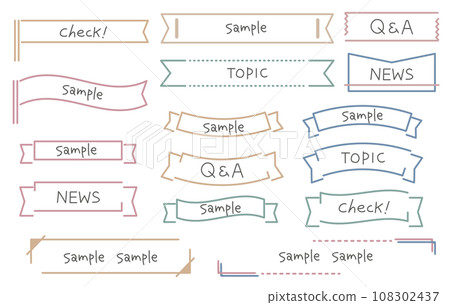 時尚的線條畫標題絲帶沉悶的三色秋天 108302437