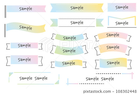 Stylish line drawing title ribbon pastel gradation 108302448