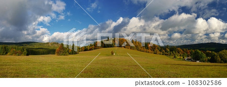 Beautiful autumn landscape. Colourful nature in autumn time. Highlands - Czech Republic. 108302586