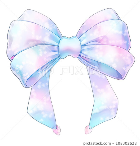 Pastel bow and fluffy, cute ribbon, kawaii style accessory  108302628