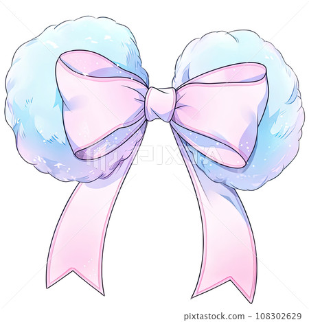 Pastel bow and fluffy, cute ribbon, kawaii style accessory  108302629