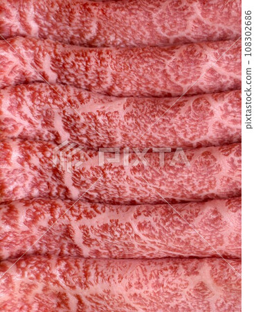 Thinly sliced Wagyu beef, thinly sliced beef Thinly sliced Wagyu beef, thinly sliced beef 108302686