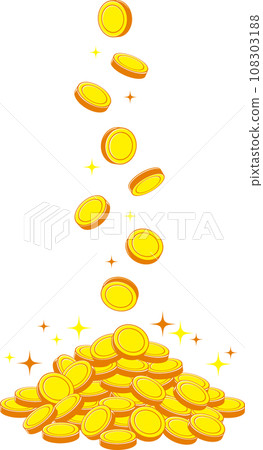 Illustration of coins falling from above and piling up 108303188