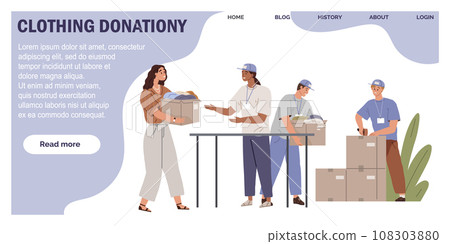 Clothes donation. Vector illustration. Donating clothes is practical way to help refugees and those displaced Clothes donations offer social support to vulnerable communities The clothes donation Clothes donation. Vector illustration. Donating clothes is practical way to help refugees and those displaced Clothes donations offer social support to vulnerable communities The clothes donation 108303880