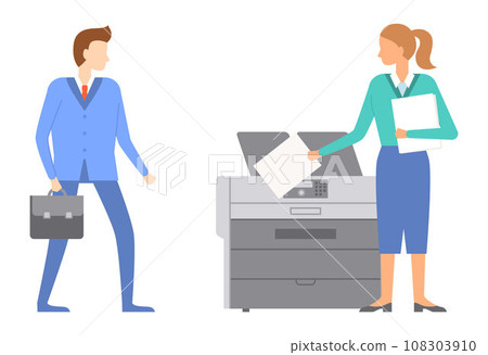 Office people worker. Vector illustration. Meetings provide platform for office workers to exchange ideas and discuss important matters The work environment in office influences productivity 108303910