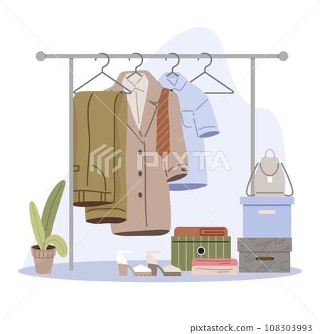 Clothing care. Vector illustration. Clean clothes contribute to maintaining good personal hygiene standards Every little thing we do to support sustainable fashion makes difference Wash your clothes 108303993