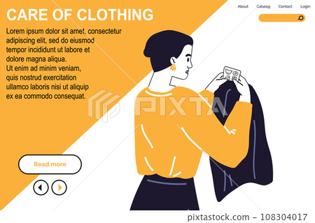 Clothing care. Vector illustration. Reuse old fabric scraps for creative DIY projects Reusable clothing items help reduce waste and promote sustainability Caring for your clothes shows respect Clothing care. Vector illustration. Reuse old fabric scraps for creative DIY projects Reusable clothing items help reduce waste and promote sustainability Caring for your clothes shows respect 108304017