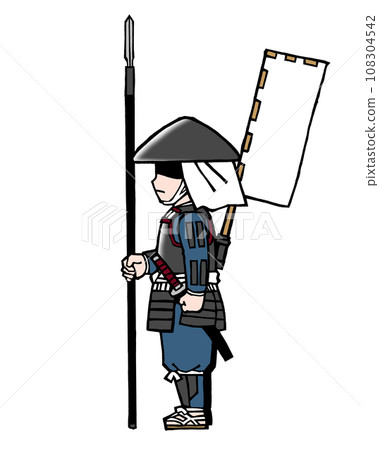 Ashigaru (Yari, horizontal right flag) 108304542