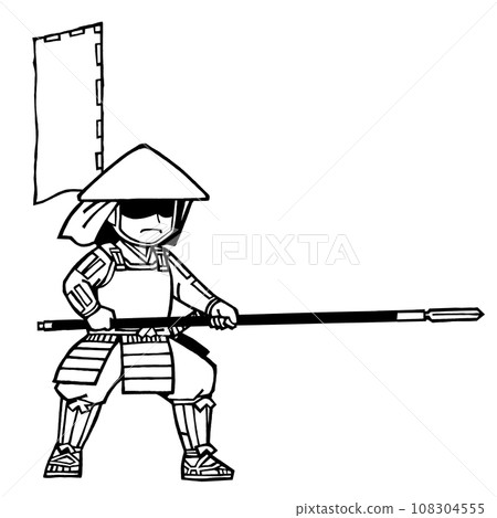 Ashigaru (Yarikamae, 1 flag on the left, monochrome) Ashigaru (Yarikamae, 1 flag on the left, monochrome) 108304555