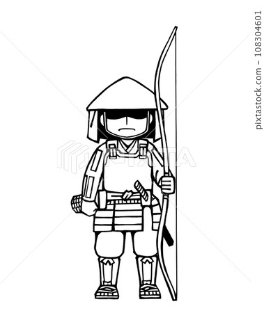 Ashigaru (bow, front, monochrome) 108304601