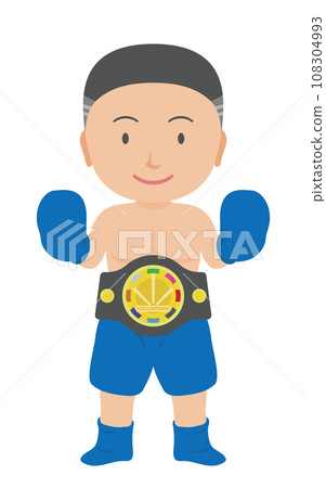 戴著冠軍腰帶的男拳擊手 108304993