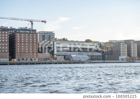 Modern apartment buildings at the Stockholm waterfront in the district Nacka Strand. Stockholm, Sweden 108305225
