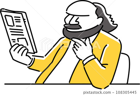 Bearded old man reading a magazine Bearded old man reading a magazine 108305445