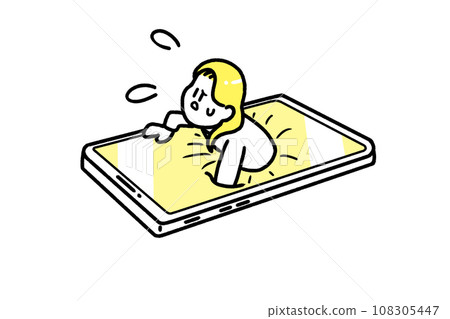 Young woman dependent on smartphone Young woman dependent on smartphone 108305447