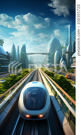 Futuristic City Advanced Transportation Realistic Illustration Futuristic City Advanced Transportation Realistic Illustration 108305728
