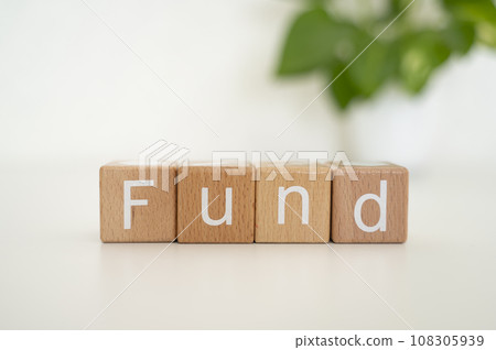 Alphabet letters FUND made from building blocks 108305939