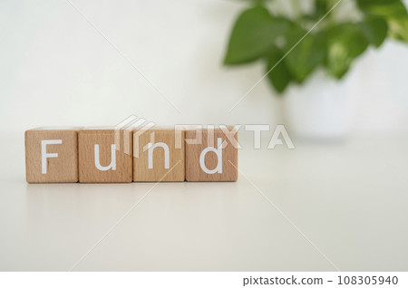 Alphabet letters FUND made from building blocks 108305940