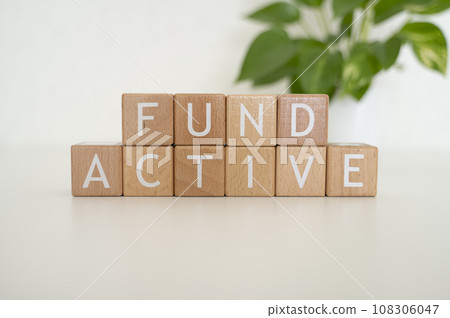 Alphabet letters ACTIVFUND made from building blocks 108306047