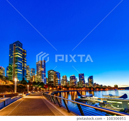 Sunset view of downtown Vancouver skyline, British Columbia, Canada  108306951