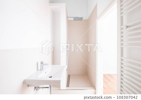 modern, small bathroom with shower, newly renovated modern, small bathroom with shower, newly renovated 108307042