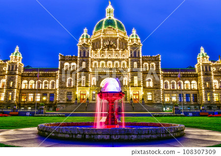 Provincial Parliament in Victoria at twilight time,British Columbia,Canada Provincial Parliament in Victoria at twilight time,British Columbia,Canada 108307309