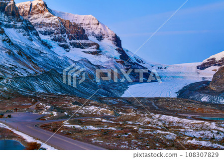 View of Athabasca Glacier at Columbia Icefield Parkway in Jasper National Park ,Canada View of Athabasca Glacier at Columbia Icefield Parkway in Jasper National Park ,Canada 108307829