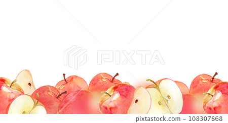 Many apples lined up watercolor illustration 108307868